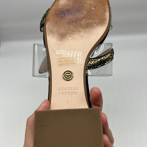 CECELIA - Danica Gold And Black Crystal Eyed Snake Slip On Sandals Size 7 - Picture 8 of 14